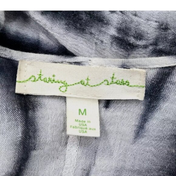 Staring At Stars Open Kimono Navy White Tie-Dye Zebra 3/4 Sleeve - Picture 4 of 5